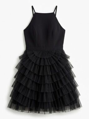 BCBG MAXAZRIA Black Tiered Tulle Party Dress
